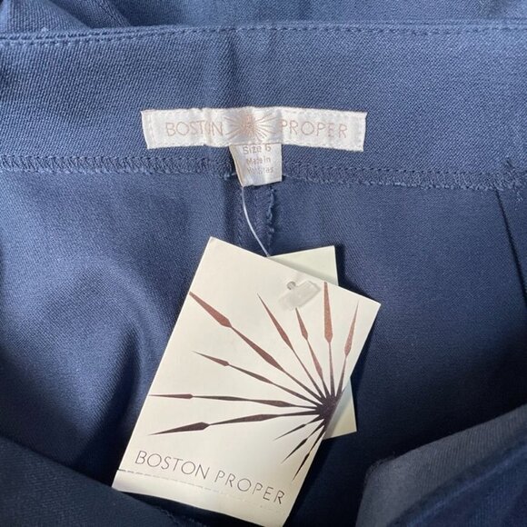 Boston Proper Trouser Pants Womens 6 Slim Ankle Navy Blue‎ Side Zip NEW - Picture 6 of 8